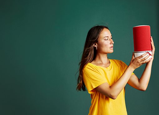 libratone zipp portable speaker girl holding