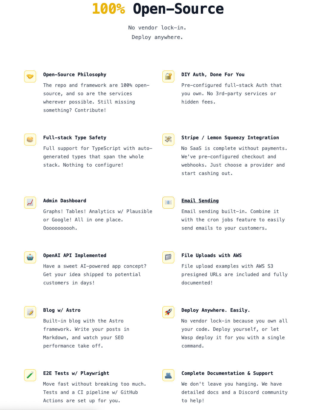 open saas tech stack