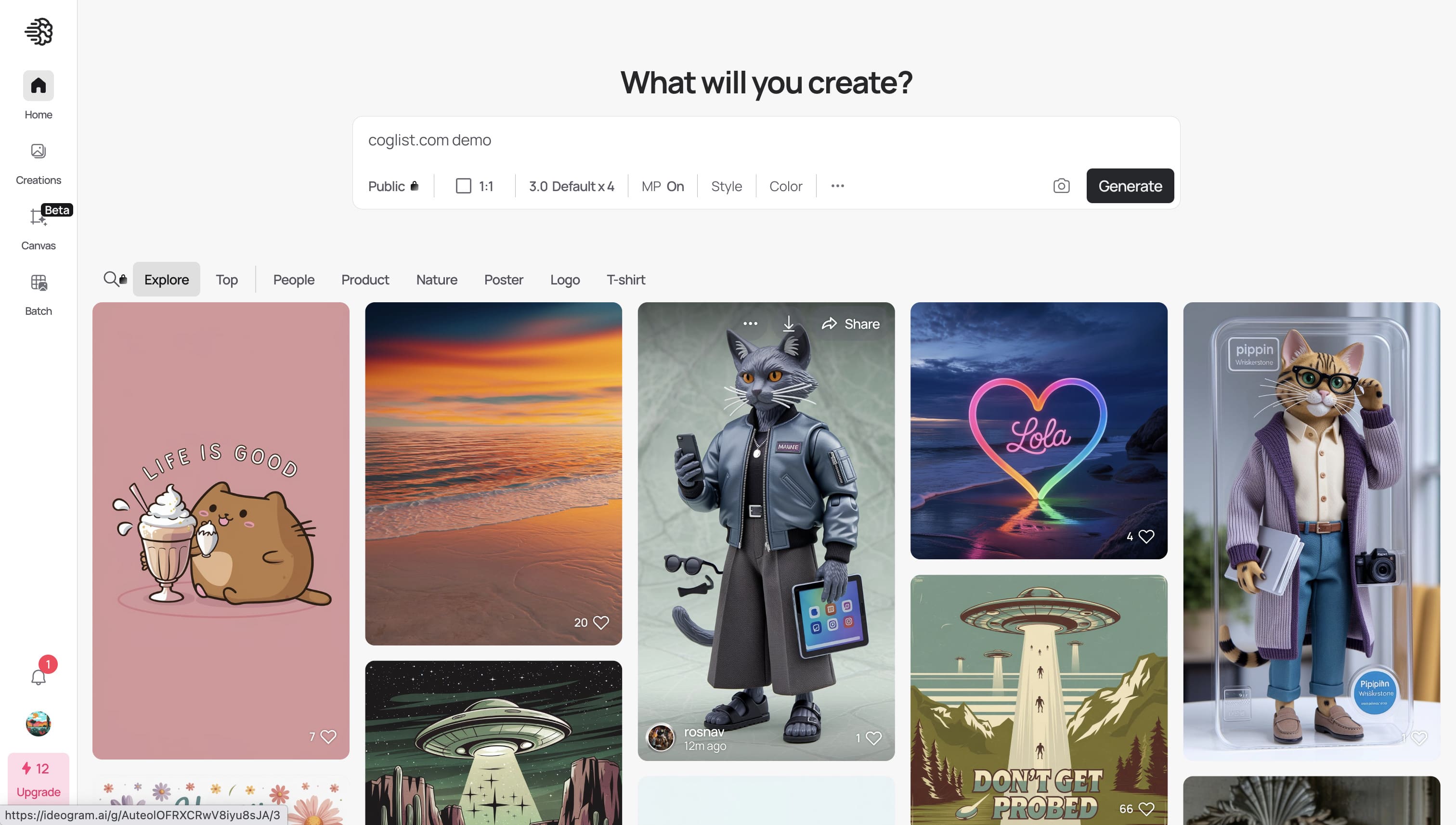 ideogram dashboard demo