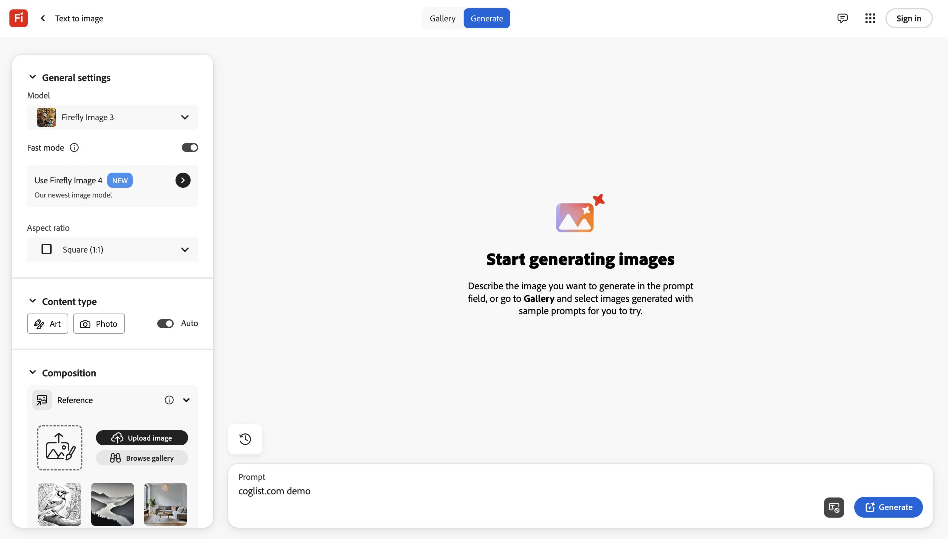 adobe firefly generate image dashboard